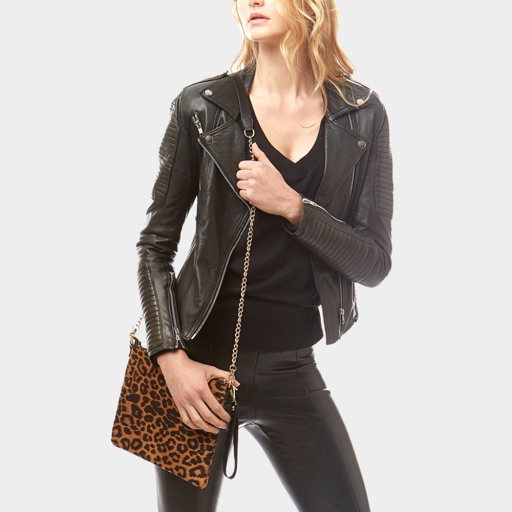 Brown Leopard Print Cross Body Bag Clutch Trendy
